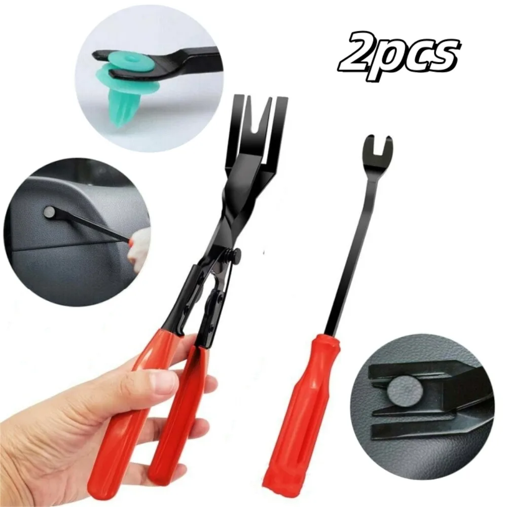 2pcs Car Door Nail Puller 6-inch Headlight Pliers Rubber Buckle Driver Disassembly Fastener Screwdriver Set Clip Pliers Tool