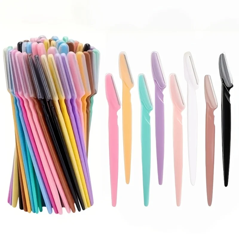 10Pcs Random Color Stainless Steel Eyebrow Trimmer, Fragrance-Free Hair Remover, Holiday Gift for Christmas Halloween Easter