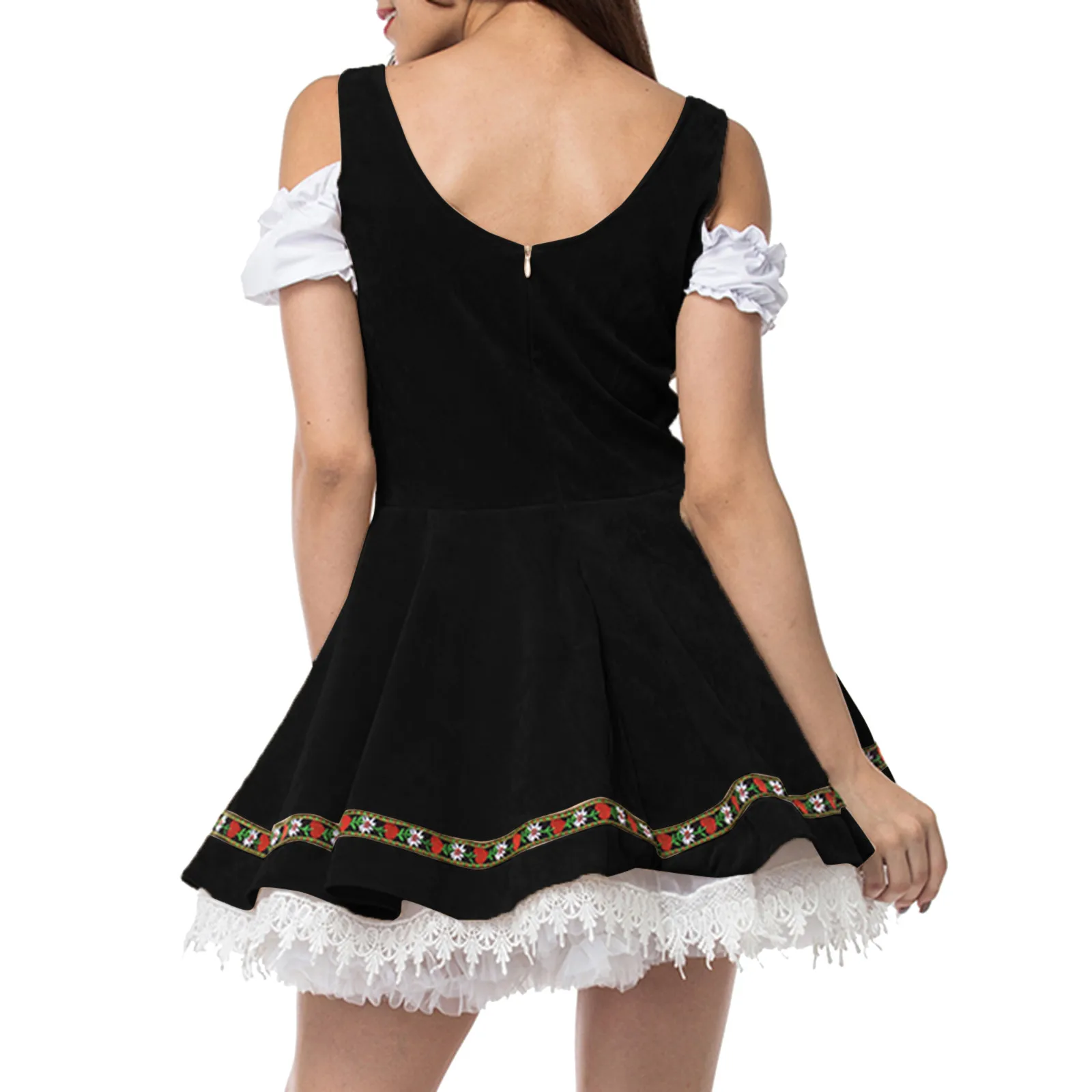 Bavarian Beer Girl Maid Cosplay Party Costume Dress Oktoberfest Off Shoulder Wrap Chesting Dirndl Mini Dresses Germany Festival