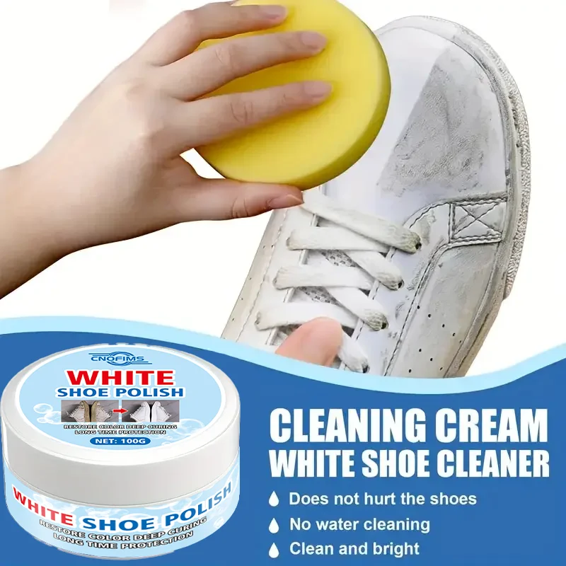 Instant White Shoe Cleaner Cream - Stain Remover & Whitening, Safe for Sneakers, Canvas, Faux Leather | Easy No-Rinse Formula