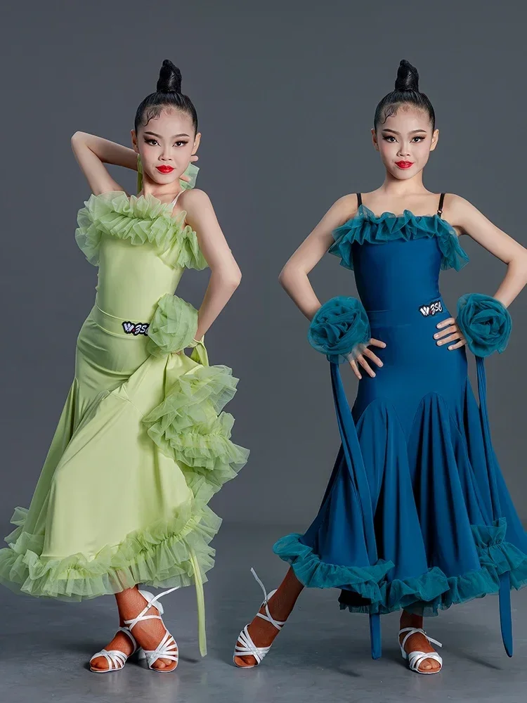 

Modern Dance Dress For Girls 2025 Children National Standard Dance Waltz Clothes Professional Ballroom Competition Dress