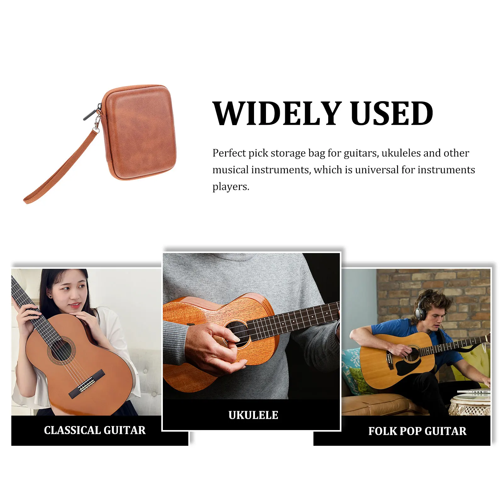 حافظة حامل اختيار الجيتار مادة EVA لون بني تخزين مدمج لملحقات اللقطات حقيبة بليكتروم محمولة مع شبكة سحاب #5