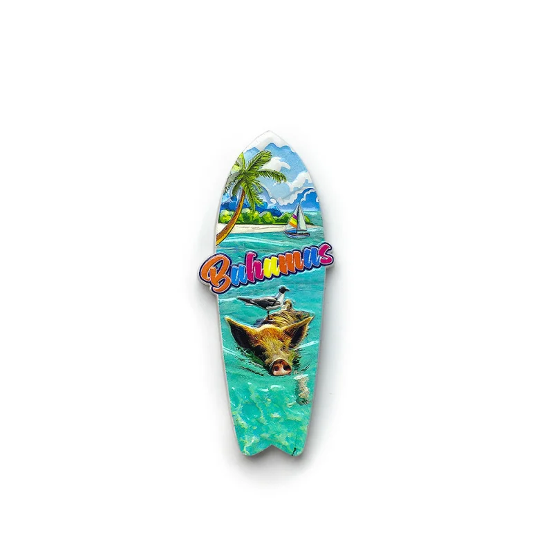 

Bahamas Creative Surfboard Beach Scenery Cultural and Creative Magnetic Fridge Magnet Creative Travel Souvenir Decoration Gift