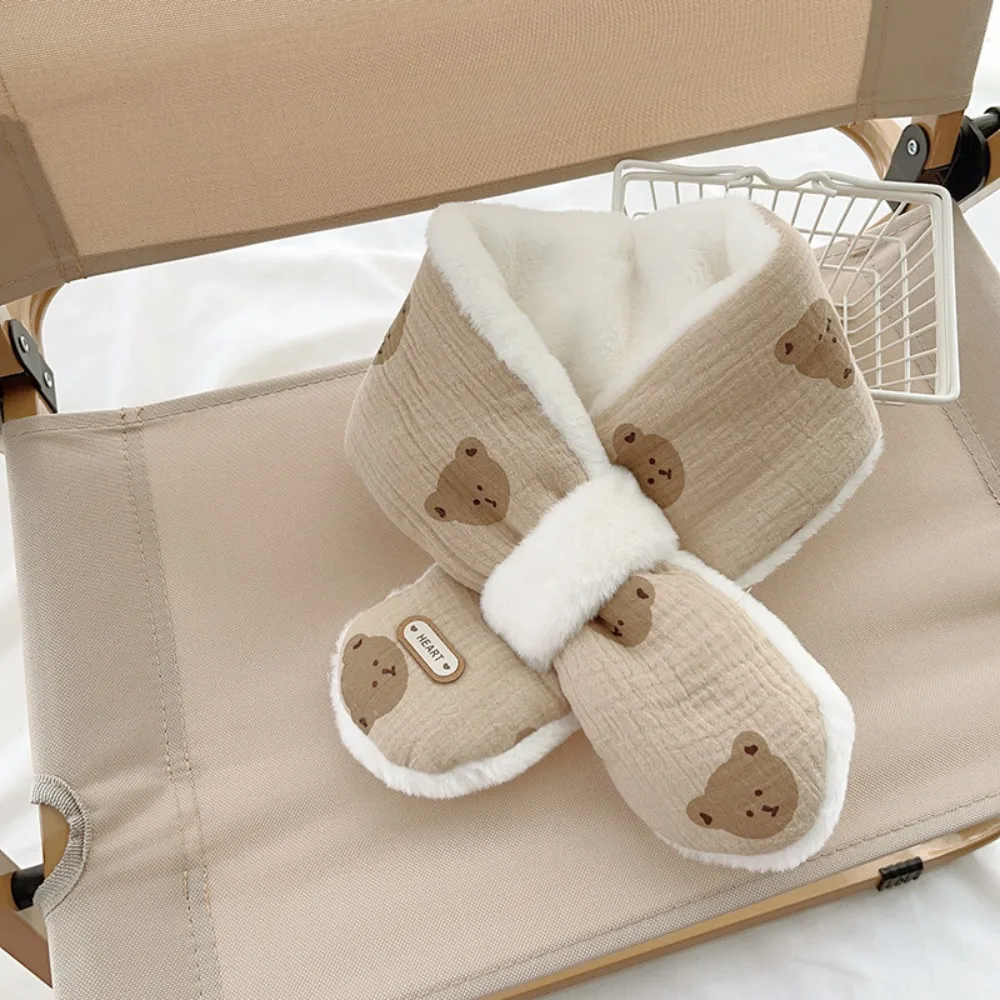 Cotton Bear Winter Baby Scarfs Warm 1-6Y Kids Neck Warmer Gifts Thick Baby Accessories Cross Children Scarves For Girls Boys