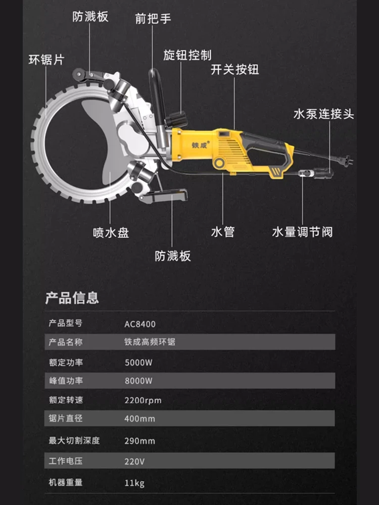 New Ring Saw Wall Cutter Concrete Wall Cutter High Frequency Brushless Portable Dustless High Power Cutter