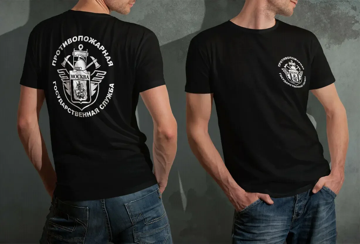 100% Cotton O-Neck Short Sleeve Casual Mens T-shirt Size S-5xl Russian Fire Service Moscow Fire Department Firefighter T-Shirt