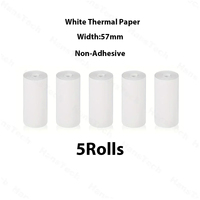 5 Rolls White Printable Paper Rolls Mini Printer Paper Thermal Label 57 X 25mm Heat Sensitive Thermal Paper Rolls