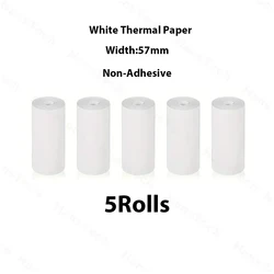 5 Rolls White Printable Paper Rolls Mini Printer Paper Thermal Label 57 X 25mm Heat Sensitive Thermal Paper Rolls