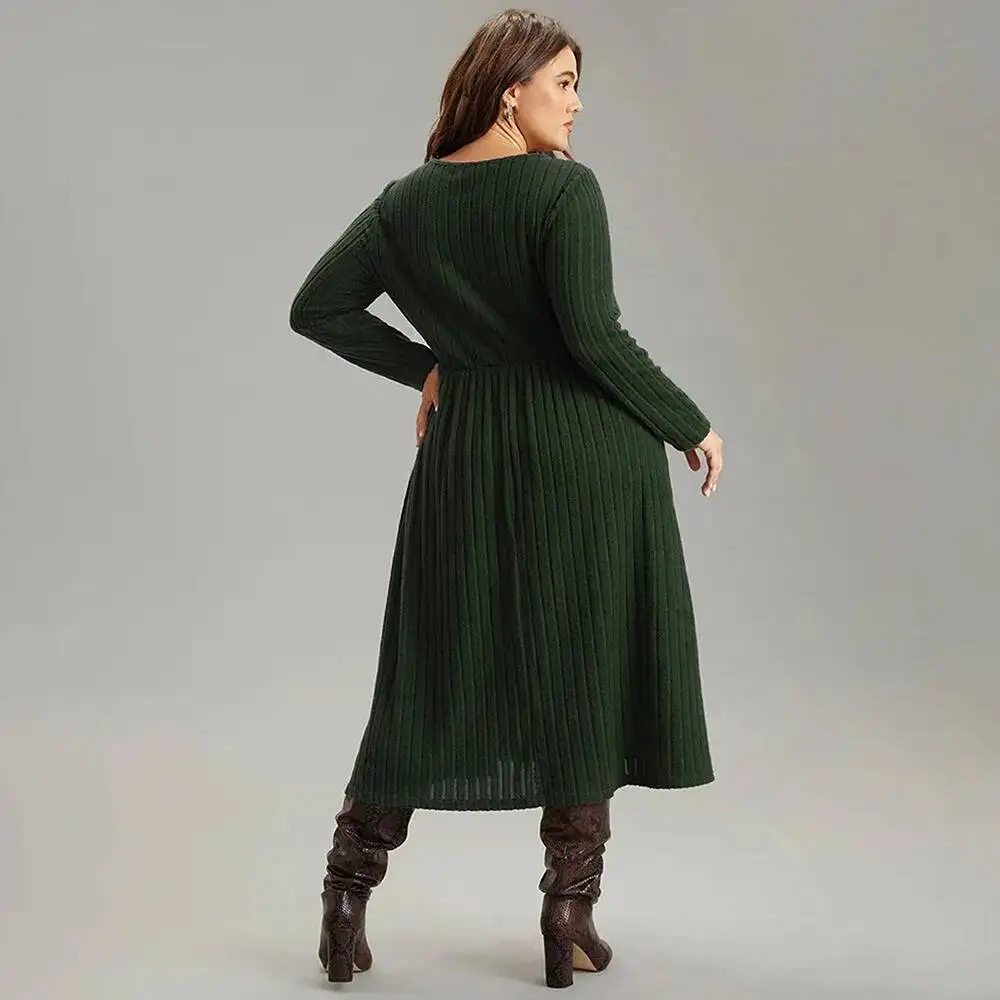 

V-neck Dress for Elegant Autumn and Winter, High Waist, Slim Fit, Hanging Down Feeling, Plus Size Long Skirt Casual Y2k