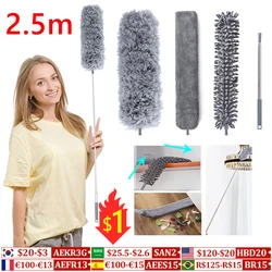 2.5m Épousseteurs plumeau poussière nettoyage maison poussiere, 100inch /1.4m Duster brosses de nettoyage extensible, brosse à poussière pour la plafonnier canapé maison, outils et accessoires