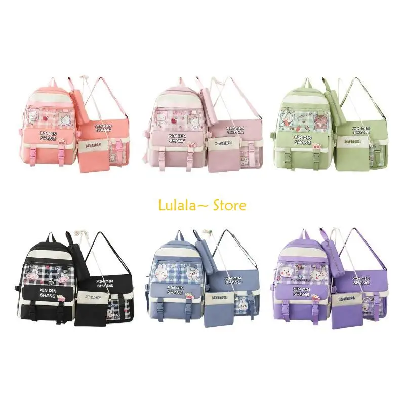 

Y4QA 4Pcs Fashionable Student Incline Shoulder Bag Nylon Waterproof Handbag for Women