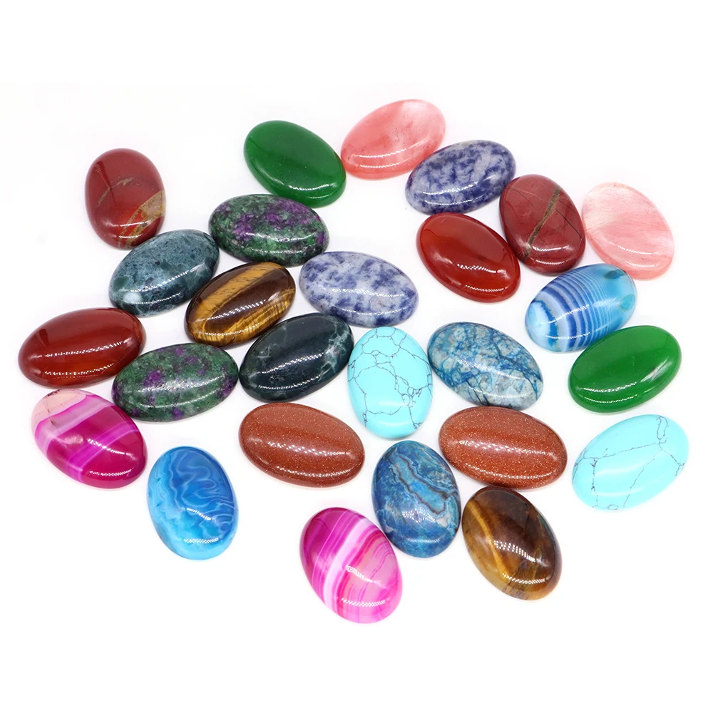 20pcs/Set Natural Stones Oval Cabochon Beads Healing Crystals Pendant Ring Earring DIY Jewelry Making Accessories Lots Wholesale