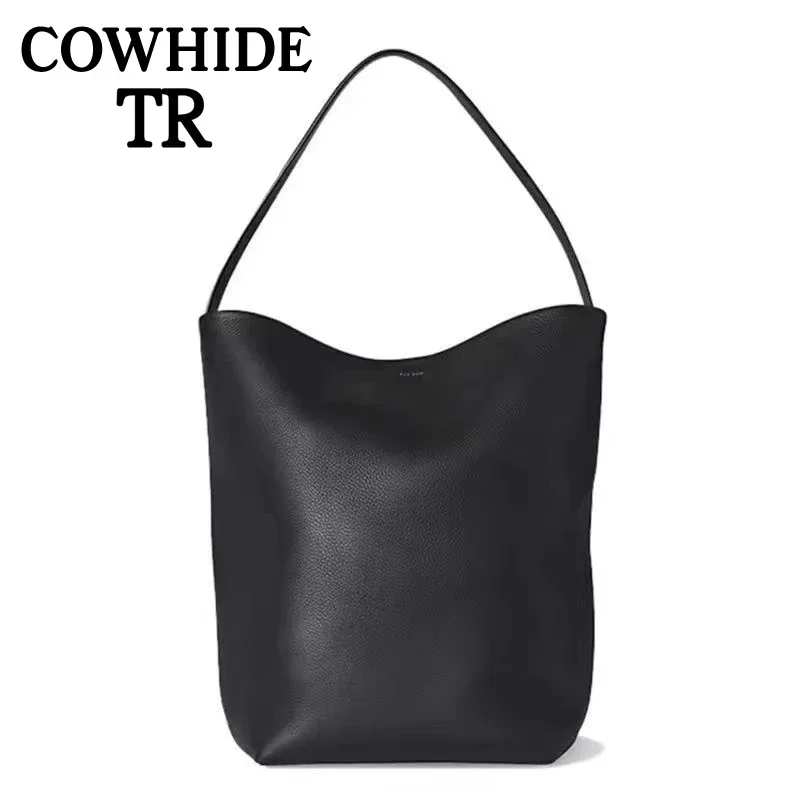 Women Luxury Leather Tote Bag TR Bucket Bags Leather Classic Lychee Pattern Large Capacity Shoulder Bag Solid Color Handbag