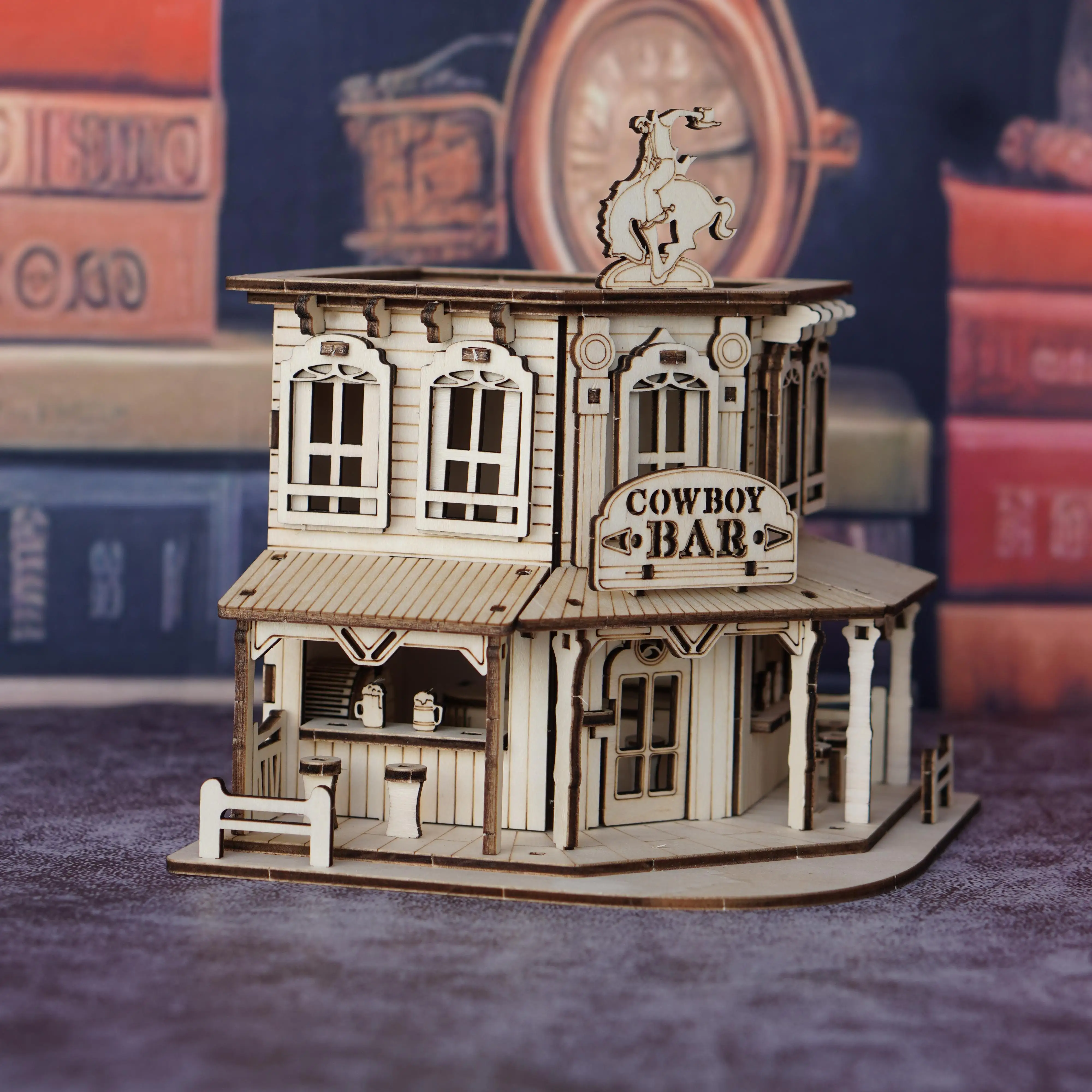 ألعاب ألغاز خشبية ثلاثية الأبعاد مناسبة للبالغين، وقضبان رعاة البقر، ونماذج البناء، ومجموعات نماذج تجميع خشبية مصنوعة يدويًا