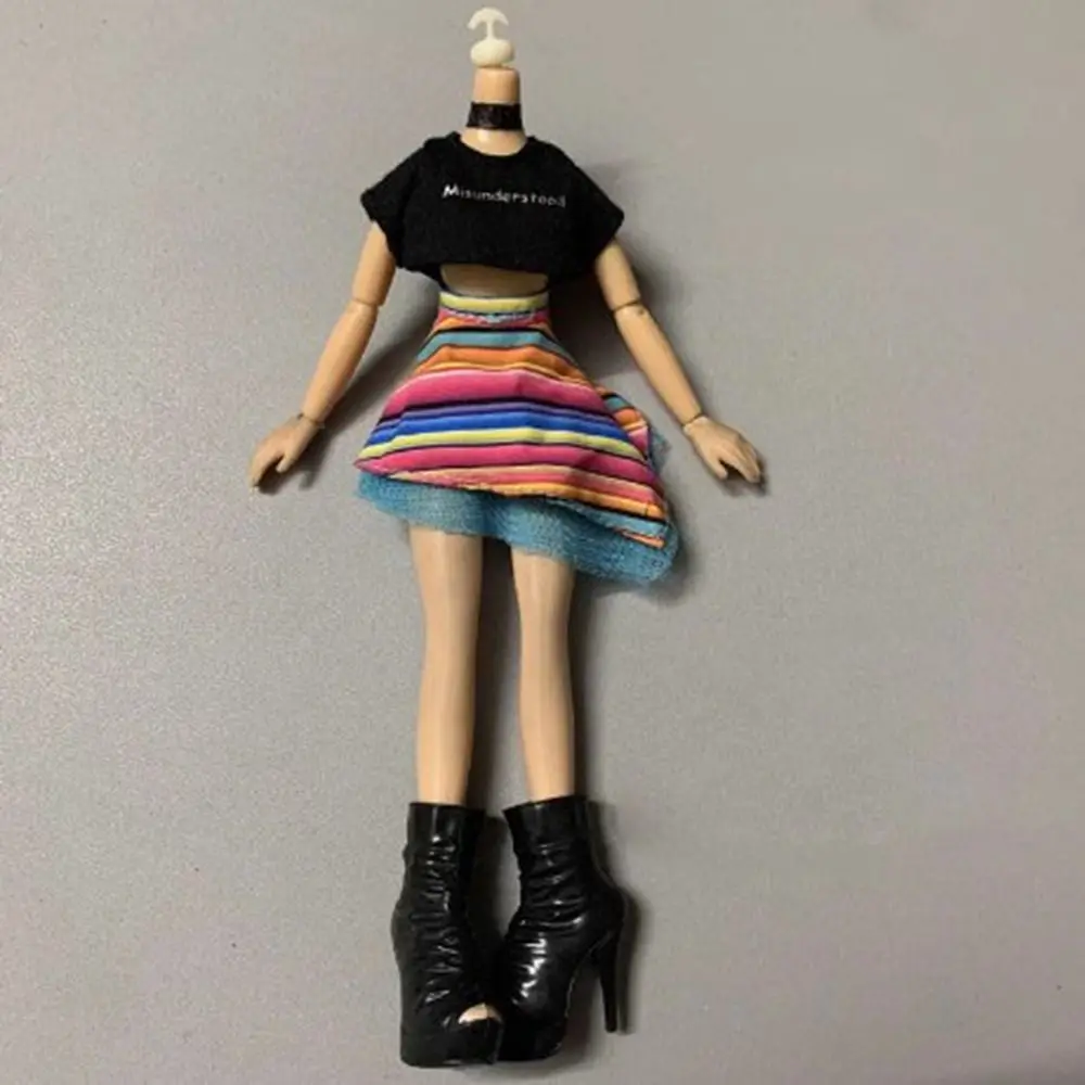 Moda boneca vestidos roupas casuais usa boneca bonito roupa saia diy acessórios crianças brinquedos para 1/6 bjd 27 28 28 28cm boneca