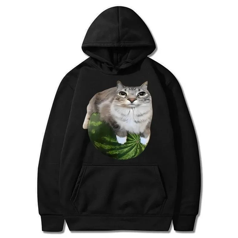 Sudadera con Capucha Divertida y Original con Diseño de Gato Sandacoué para Mujer, Estilo Humorístico, Hilarante, de Manga Larga, Holgada, Casual, Minimalista, Streetwear