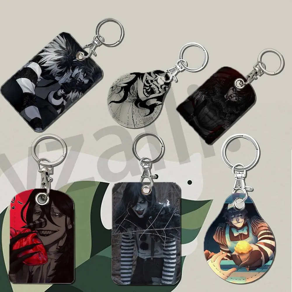 C-Creepypasta Laughing Jack Protective Printed Leather Card Case Metal Keychain for Bank Credit Bus Subway ID Cards