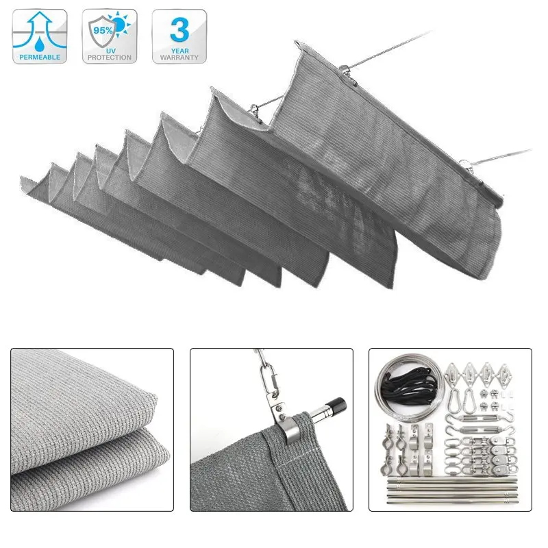 Wave Telescopic Sunshade Net Outdoor Sun Shading Netting Home Awning HDPE Sunscreen Fabric Sunblock Shade Mesh Courtyard Canopy