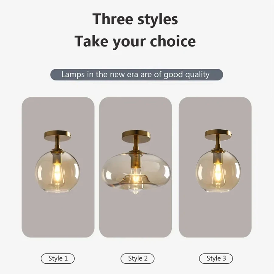 Modern LED Glass Ceiling Light Minimalist Bedroom Dining Room Lighting Hallway Lamp Indoor lighting Kitchen Island Ceiling Light