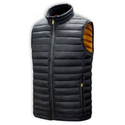 Autumn Winter Men's Padded Vests Fashion Men Stand Collar Down Sleeveless Jackets Men Stand Collar Windbreaker Waistcoats 6XL