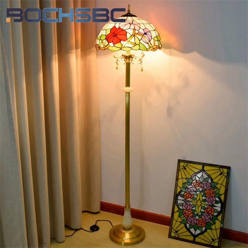 

BOCHSBCTiffany stained Glass Standing Lamp Creative Love Pastoral style decor hotel villa living room bedroom Bedside floor lamp