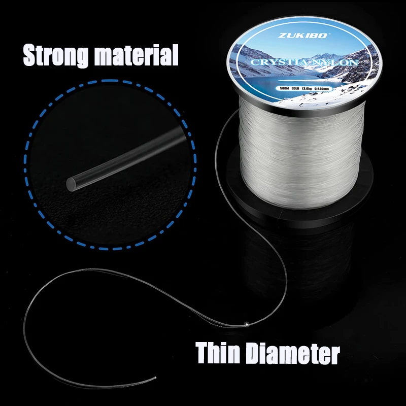 Zukibo Crystal Monofilamento - Línea de nylon de hundimiento rápido