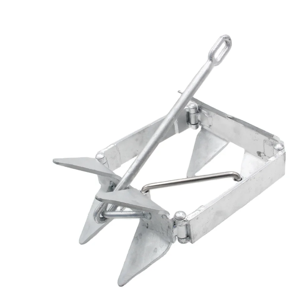 Marine Folding Square Anchor Choose 13, 19, or 25 lb Hold Slide Cube Box Galvanized Boat Anchor
