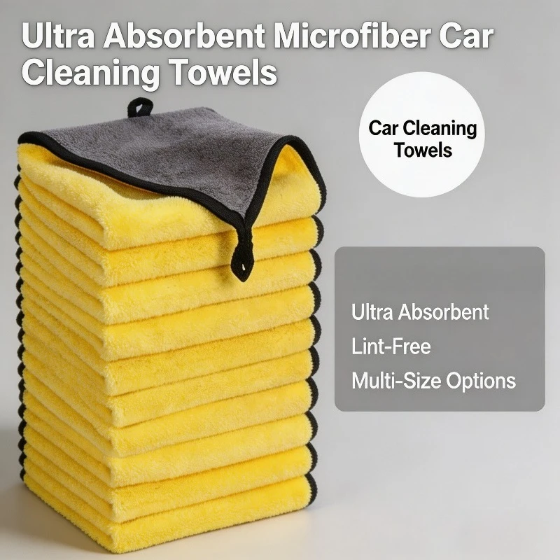 1-10Pcs Microfiber Car Cleaning Towels Ultra Absorbent Lint-Free Soft Cloth Auto Wash Detailing Rag for Home Kitchen Cleaning