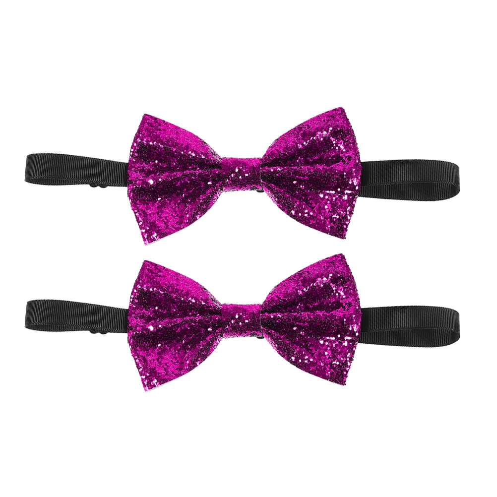 

2 Pcs Bow Tie Shiny Ties for Graduations Glitter Powder Hair Sequins Bows Clip Banquet