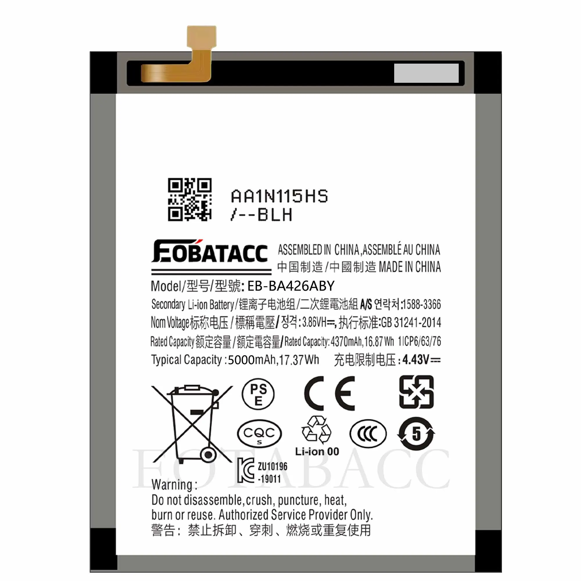 EOTABACC 100% New High Quanlity Battery EB-BA426ABY For Samsung A42 5G/A32 5G/A72/A326/A725/M22/M225/M32 5GBattery +Tools