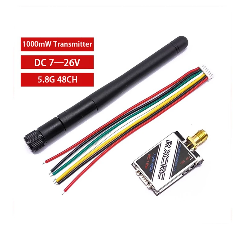 

5.8GHz 1W FPV VTX Wireless Image Video Transmitter 48CH 100/200/400/1000mW RP-SMA 7-26V For Long Range RC Airplane FPV Drone