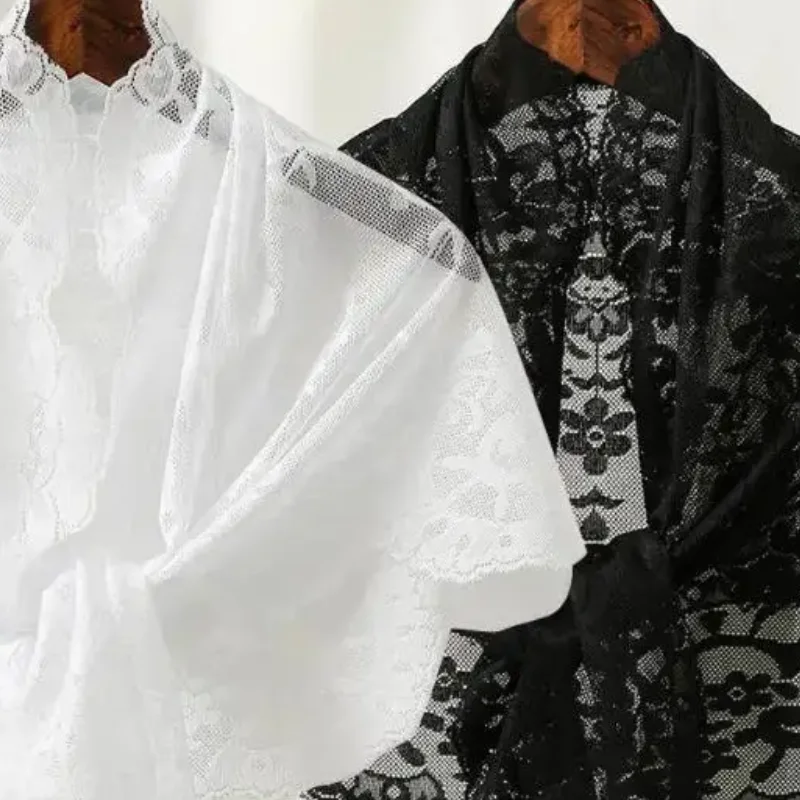 Mantilla de encaje triangular tradicional español para mujer, velo católico para cubrir la cabeza de la Iglesia cristiana