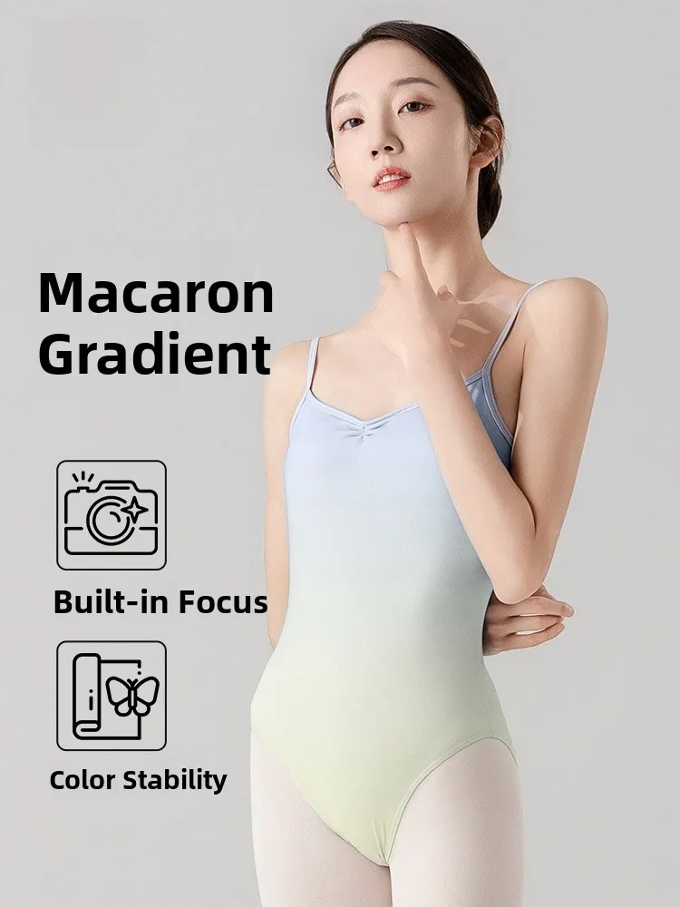 ชุดฝึกซ้อมบัลเลต์สำหรับผู้หญิง บอดี้สูทแบบสายรัด ชุดลีโอตาร์ดสำหรับยิมนาสติก ผ้าไนลอนสำหรับเต้นรำ ชุดเต้นบัลเลต์สำหรับผู้หญิง