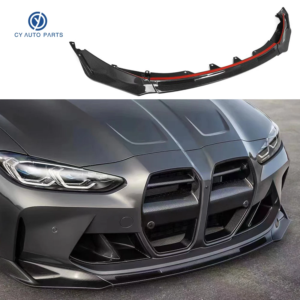 

Dry Carbon Fiber V Style Fiber Front Bumper Splitter Lip Spoiler Diffuser Protector Guard For BMW M3 M4 G80 G82 Exterior Part
