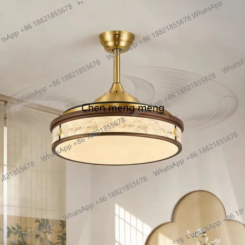 

Song-style aesthetic fan light New Chinese restaurant chandelier Household Chinese style ceiling fan lamp