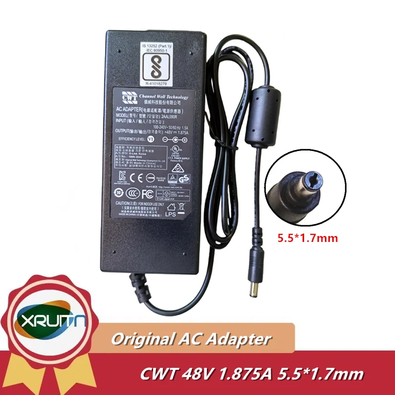 Genuine 48V 1.875A 90W 5.5x1.7mm CWT 2AAL090R AC Power Supply AC Adapter For Hikvision Hard Disk Video Recorder Power Charger
