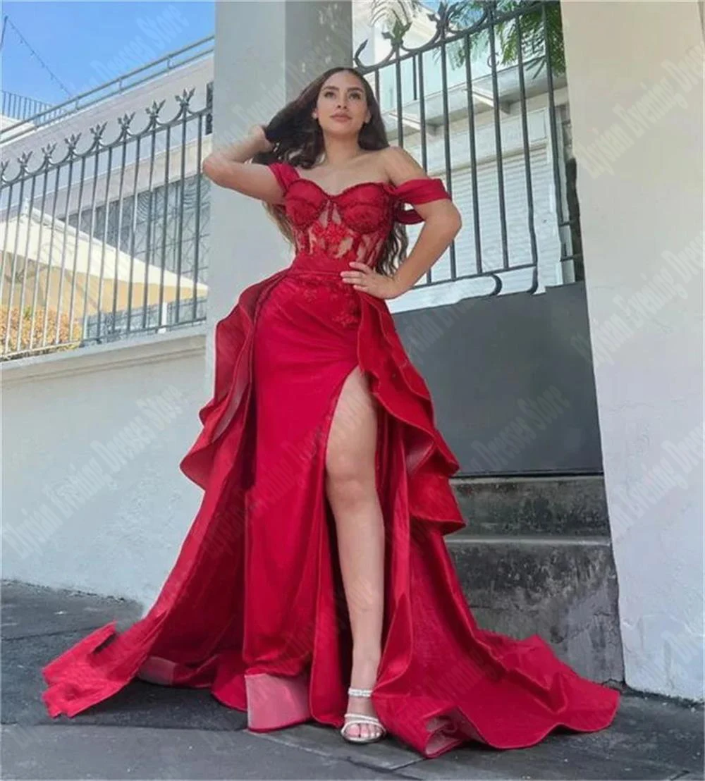 Off The Shoulder Sleeveless Evening Dresses High Fork Mermaid Women Prom Gowns 2024 Party Formal Dubai Women Vestidos De Noches