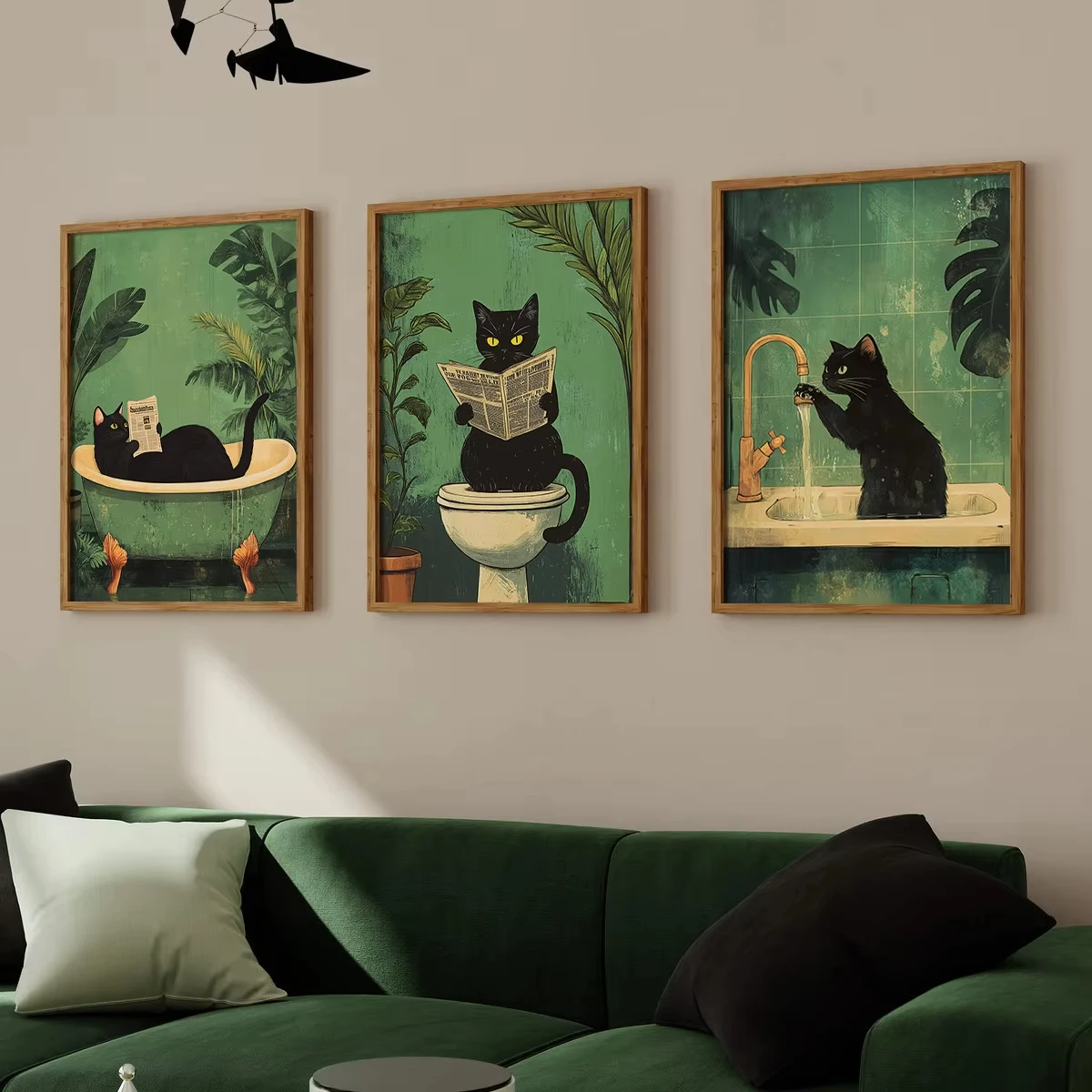 Frameless,Set of 3 funny bathr - Home Decor Interior ulasan dan harga