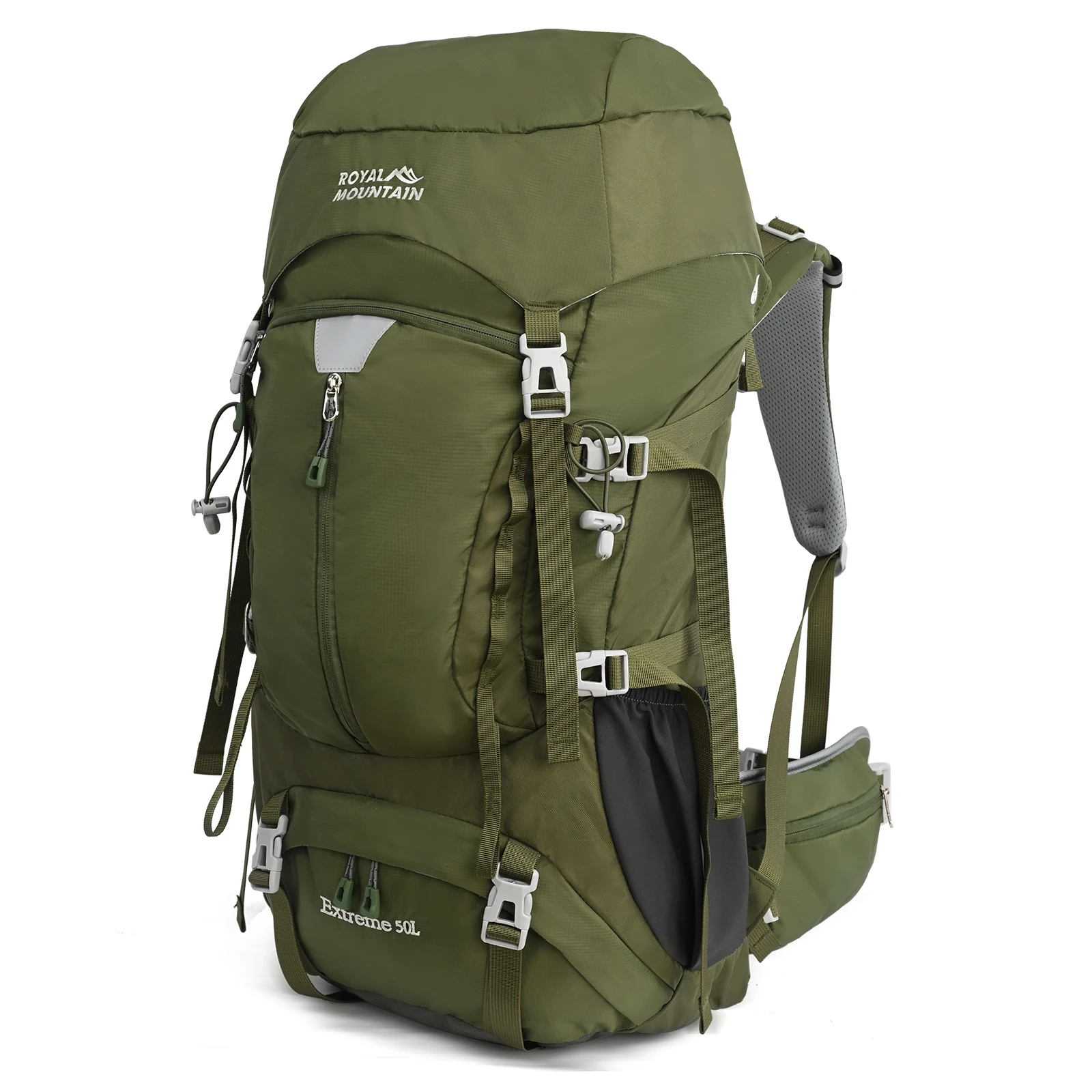 50L Outdoor Climbing Backpack Large Capacity Camping Travel Multi-functional Water-resistant Fabric with Rain Cover