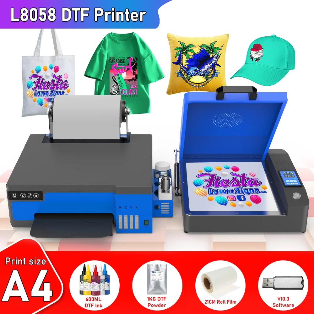 dtf transfer printing machine com alimentador de rolos sistema de agitacao branco para roupas faca voce mesmo a4 l8058 a4 xp600 01