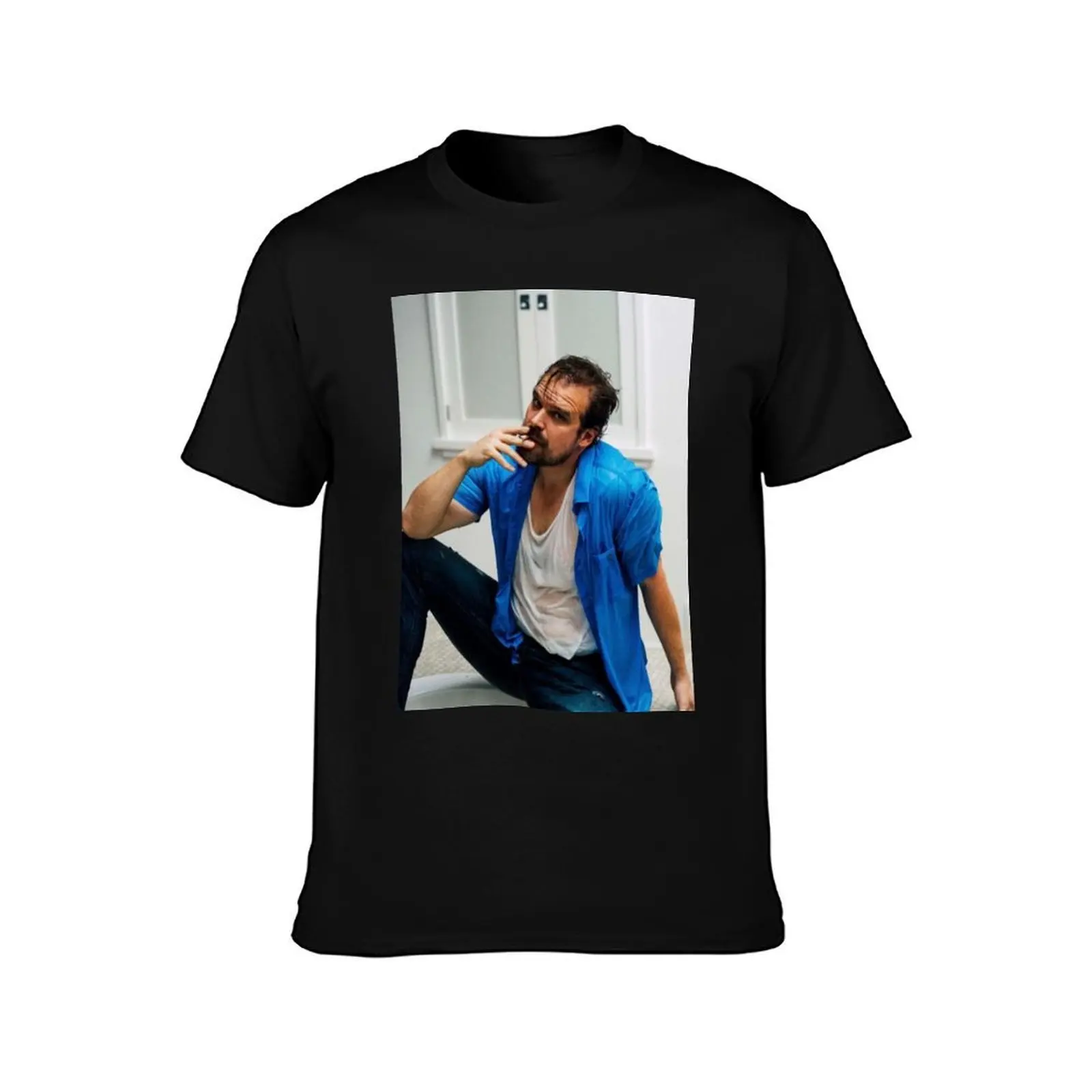 BLUE D.HARBOUR T-Shirt, Summer Casual Cotton Tee, Oversized Streetwear Tops, Vintage Graphic Print, Loose Fit Short Sleeve