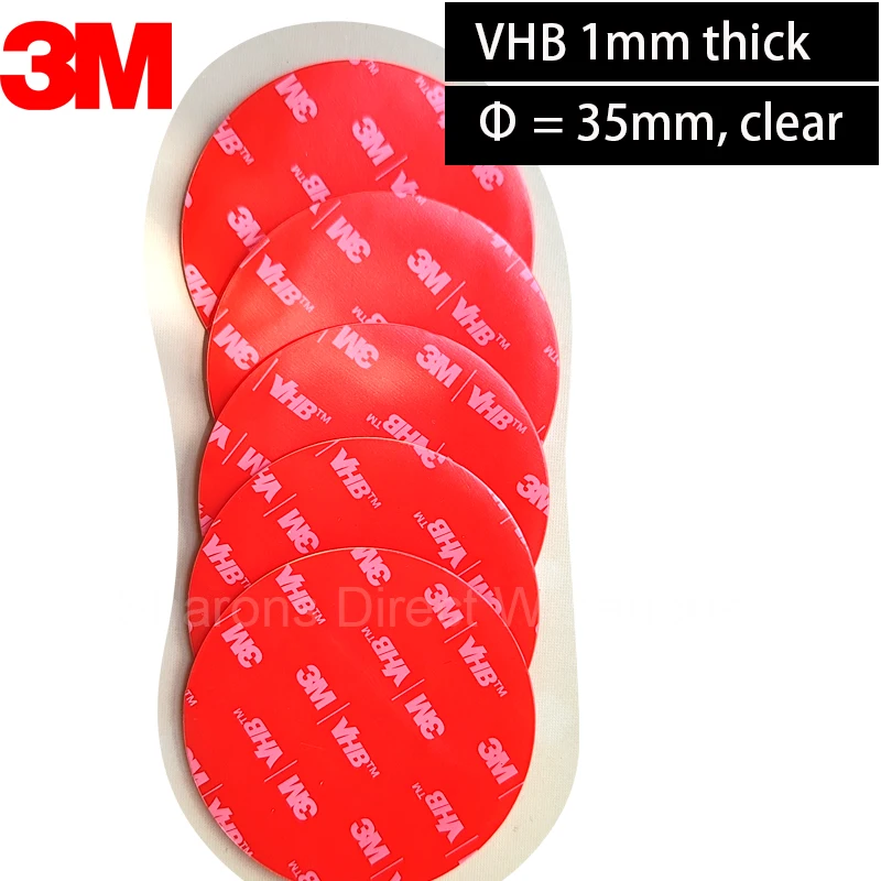 35mm x 1mm thick Round 3M VHB 4910 Heavy Duty Double Sided Adhesive Acrylic Foam Tape Mounting Tape Clear