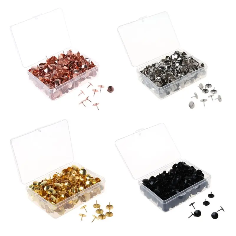 

Y1UB 400pcs Metal Thumbtack Drawing Pins Pushpin Cork Board Photo Wall Map Markers