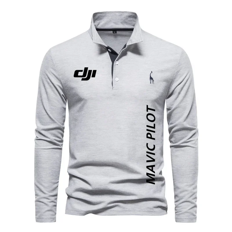 100% cotton men\'s POLO shirt DJI long sleeve T-shirt for men Comfortable hip hop High quality business comfort sweatshirt