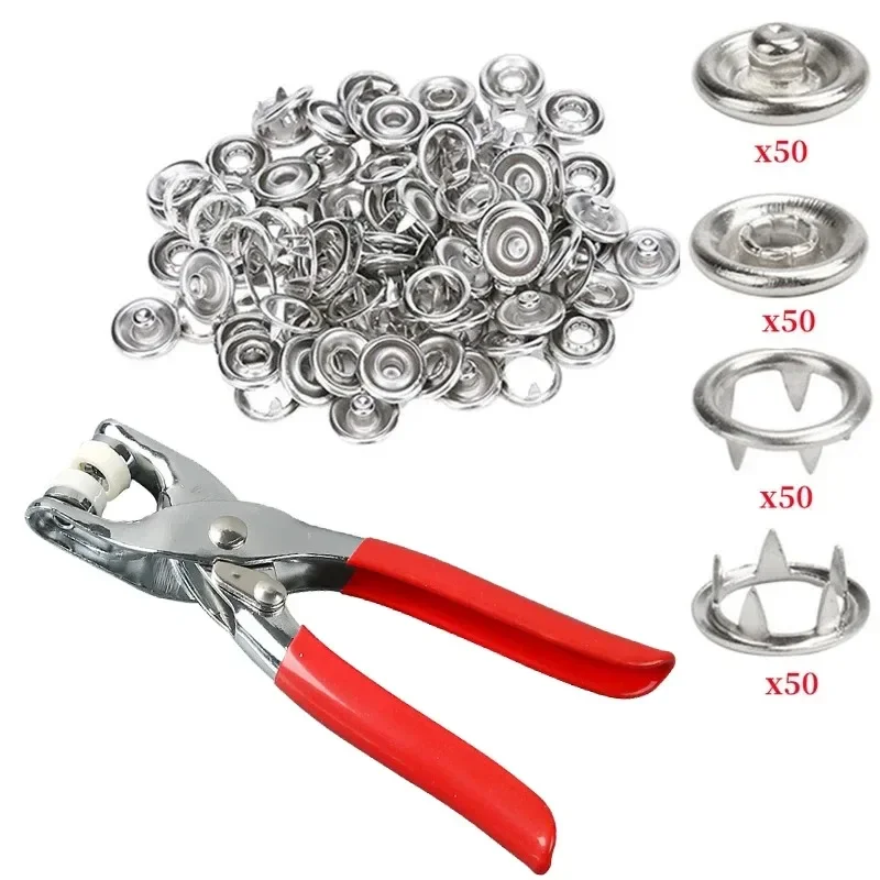 Plier Tool 50 Sets Metal Snap Button Thickened Snap Fastener Kit DIY Craft Supplies for Installing Clothes Bag Sewing Accessr