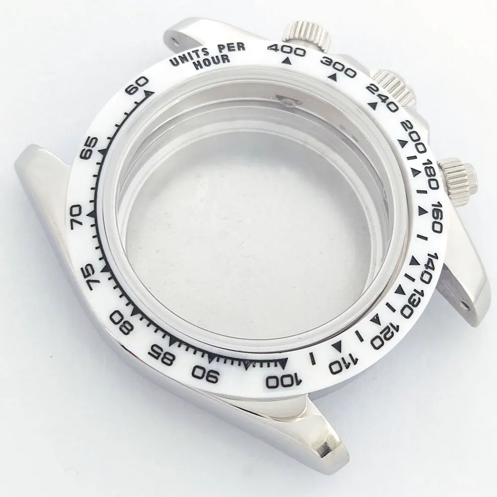 Корпус VK63, корпус часов 39 мм, нержавеющая сталь/алмазный/керамический безель, корпус из нержавеющей стали, подходит для аксессуаров для часов с кварцевым механизмом VK63