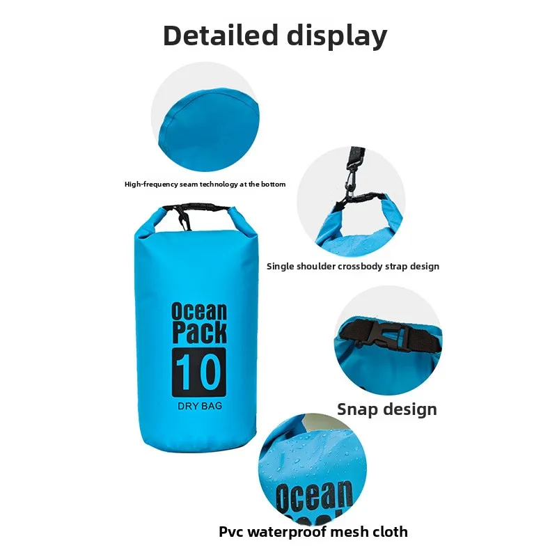 10L Outdoor Multifunktionale Schwimm- und Bergsteiger-PVC-Wasserdichte Tasche, Camping Strand Rafting Tragbare Schulter-Wasserdichte Tasche