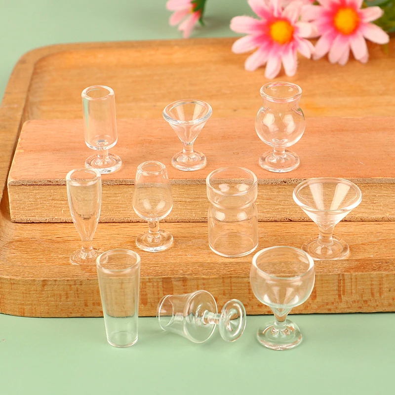 1Pc 1:12 Dollhouse Miniature Glass Cup Champagne Glass Juice Milk Tea Cup Milkshake Cup Glass Jar Home Model Decor Toy