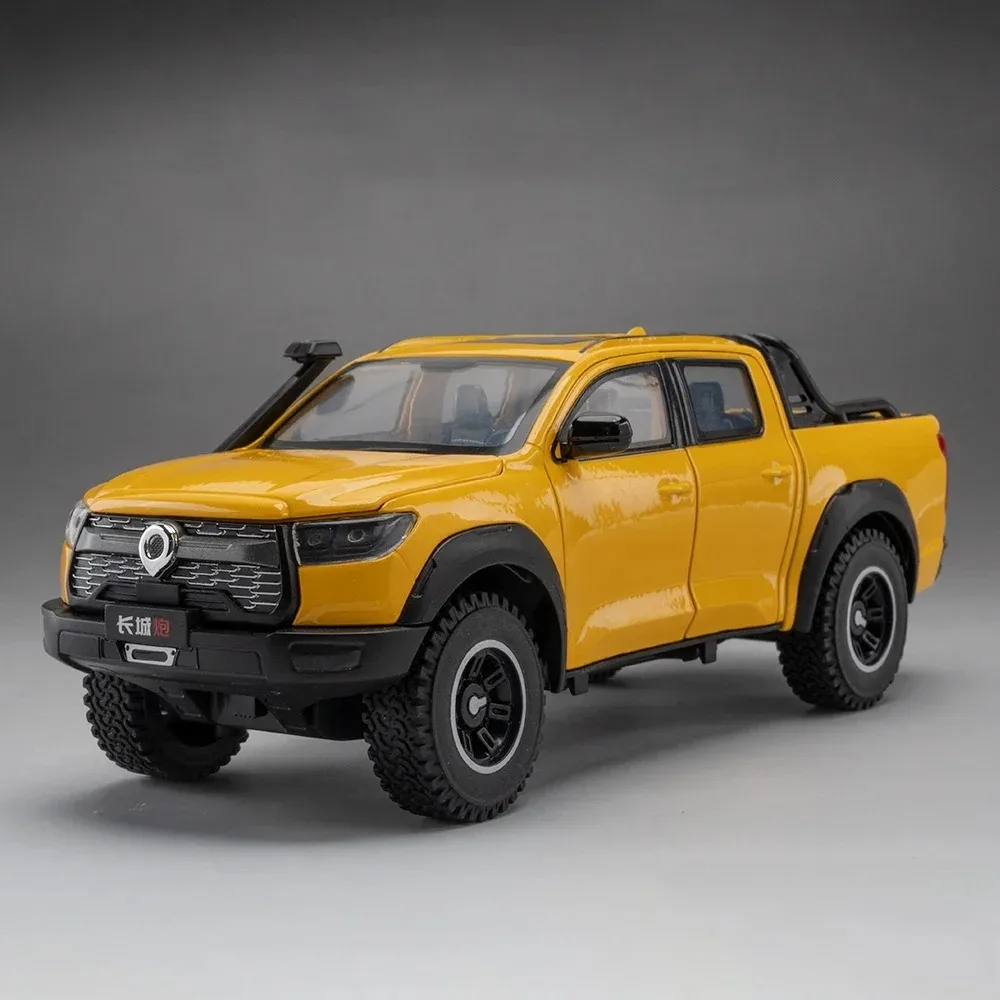 1:24 만리장성 모터 POER 픽업 합금 자동차 모델 다이캐스트 금속 시뮬레이션 오프로드 차량 모델 소리와 빛 어린이 장난감 선물