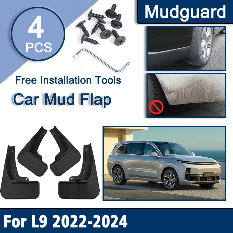 

Car Mudguards For Li L9 Accessories Lixiang L9 2022 2023 2024 Splash Guard Mudflaps 4PCS Soft Rubber Fenders Dust-proof Parts